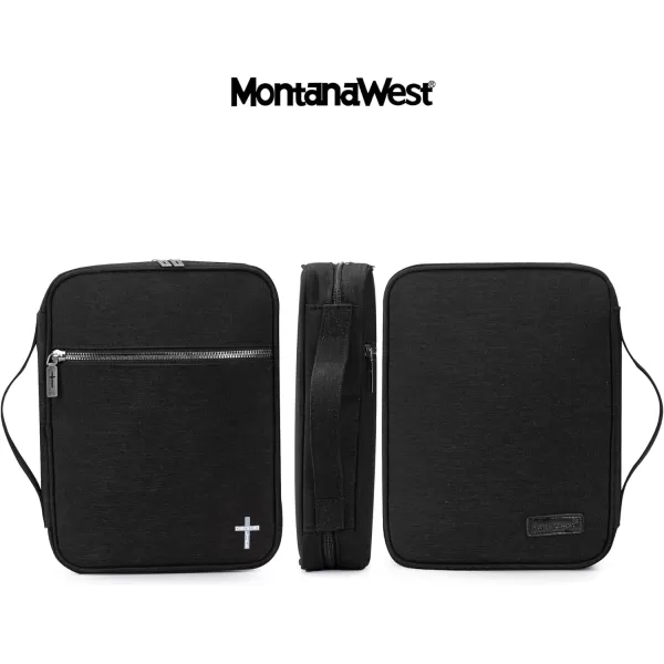 Montana West Bible Covers for Women Men with Leather Bookmark Carrying Book Case Church Bag Bible Protective with Zippered Pocket MWC-126BK