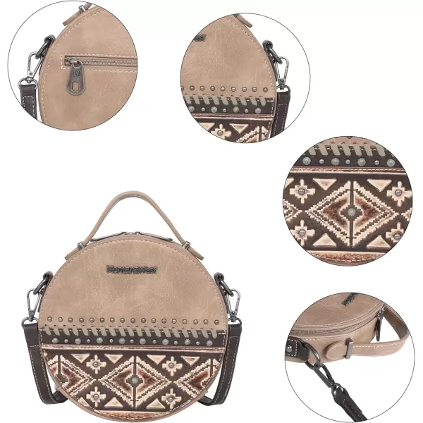 Montana West Canteen Bag Western Round Purse for Women Circle Crossbody Bag Top Handle Shoulder Handbag