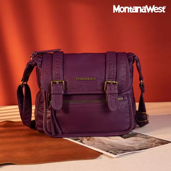 Montana West Crossbody Bags for Women Shoulder Purse Multi Pocket Travel Handbags Ultra Soft Washed Leather