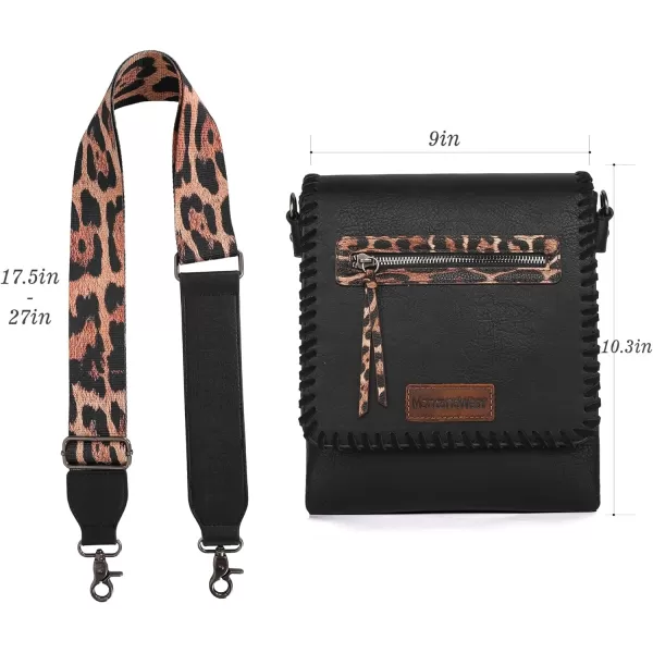 Montana West Crossbody Bags for Women with Dual Compartments Western Crossbody Purse With Leopard Print Guitar Strapstrap