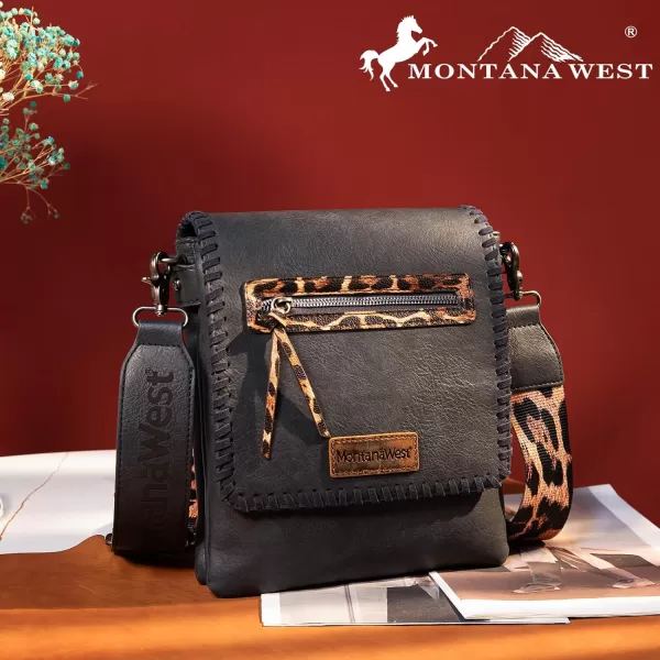 Montana West Crossbody Bags for Women with Dual Compartments Western Crossbody Purse With Leopard Print Guitar Strapstrap