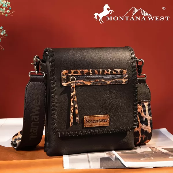 Montana West Crossbody Bags for Women with Dual Compartments Western Crossbody Purse With Leopard Print Guitar Strapstrap