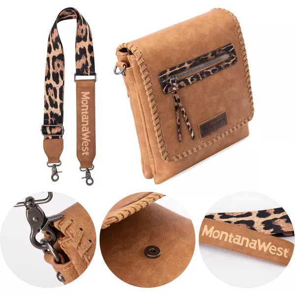 Montana West Crossbody Bags for Women with Dual Compartments Western Crossbody Purse With Leopard Print Guitar Strapstrap