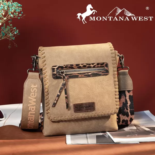 Montana West Crossbody Bags for Women with Dual Compartments Western Crossbody Purse With Leopard Print Guitar Strapstrap