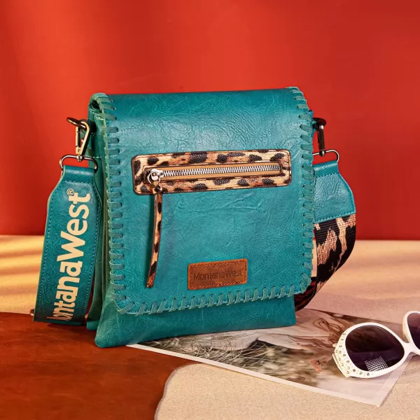 Montana West Crossbody Bags for Women with Dual Compartments Western Crossbody Purse With Leopard Print Guitar Strapstrap