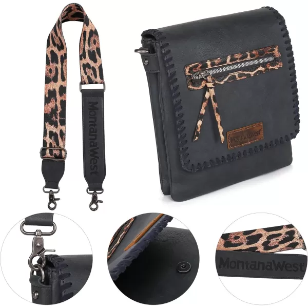 Montana West Crossbody Bags for Women with Dual Compartments Western Crossbody Purse With Leopard Print Guitar Strapstrap