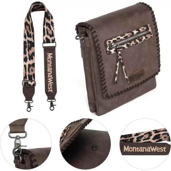 Montana West Crossbody Bags for Women with Dual Compartments Western Crossbody Purse With Leopard Print Guitar Strapstrap