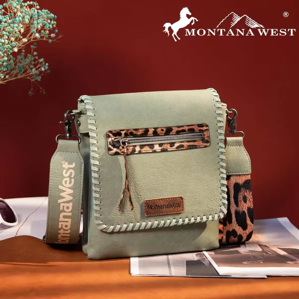 Montana West Crossbody Bags for Women with Dual Compartments Western Crossbody Purse With Leopard Print Guitar Strapstrap