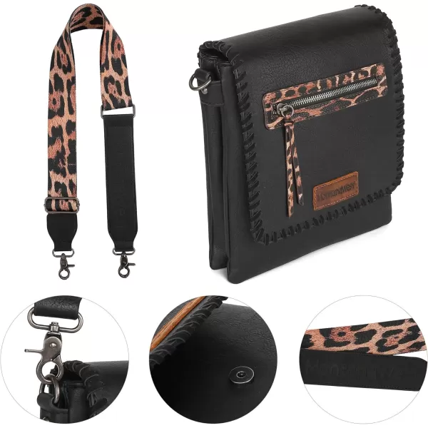 Montana West Crossbody Bags for Women with Dual Compartments Western Crossbody Purse With Leopard Print Guitar Strapstrap