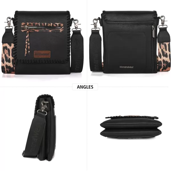 Montana West Crossbody Bags for Women with Dual Compartments Western Crossbody Purse With Leopard Print Guitar Strapstrap