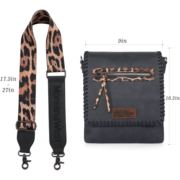 Montana West Crossbody Bags for Women with Dual Compartments Western Crossbody Purse With Leopard Print Guitar Strapstrap