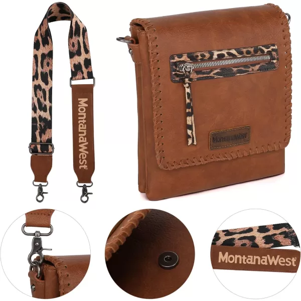 Montana West Crossbody Bags for Women with Dual Compartments Western Crossbody Purse With Leopard Print Guitar Strapstrap