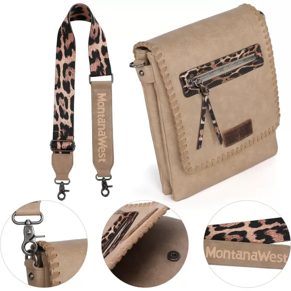 Montana West Crossbody Bags for Women with Dual Compartments Western Crossbody Purse With Leopard Print Guitar Strapstrap