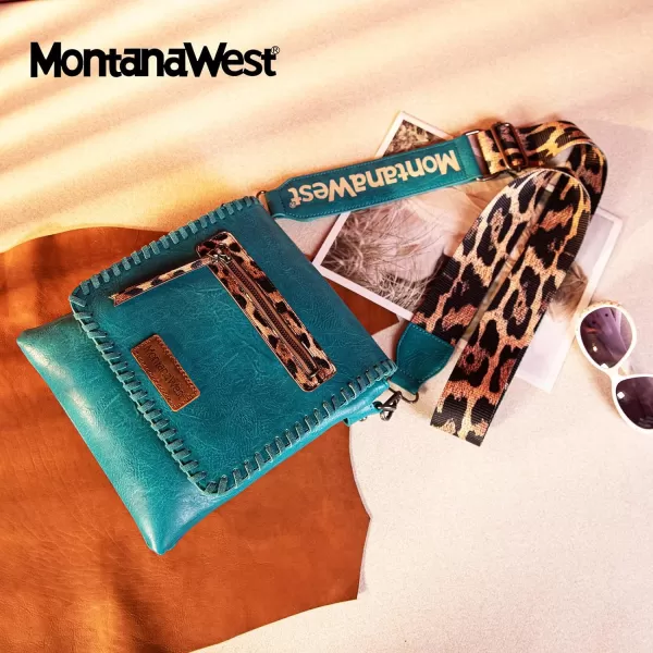 Montana West Crossbody Bags for Women with Dual Compartments Western Crossbody Purse With Leopard Print Guitar Strapstrap