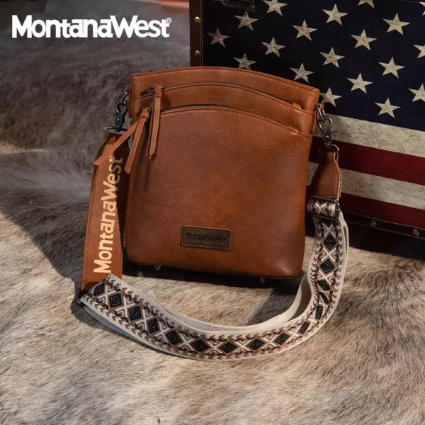 Montana West Crossbody Purses and Handbags for Women, Medium Size Double Compartments with Adjustable Guitar Strap