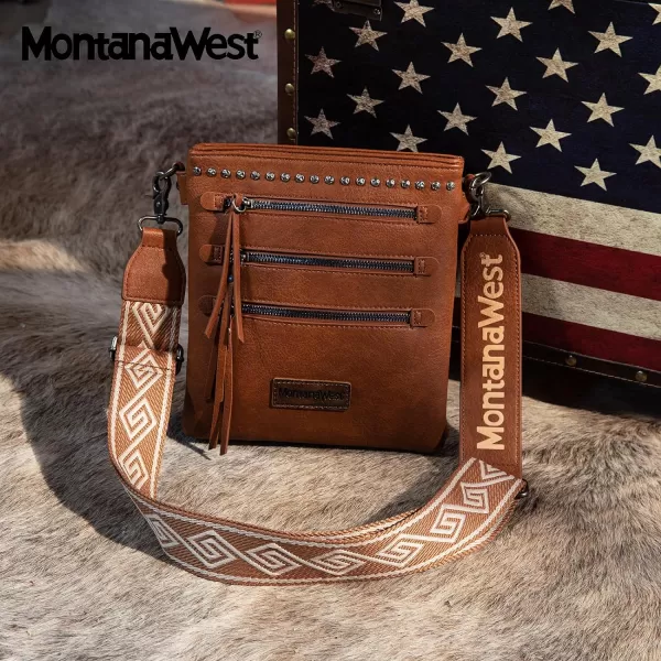 Montana West Crossbody Purses and Handbags for Women, Medium Size Double Compartments with Adjustable Guitar Strap