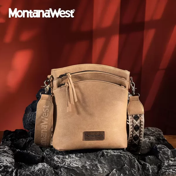 Montana West Crossbody Purses and Handbags for Women, Medium Size Double Compartments with Adjustable Guitar Strap