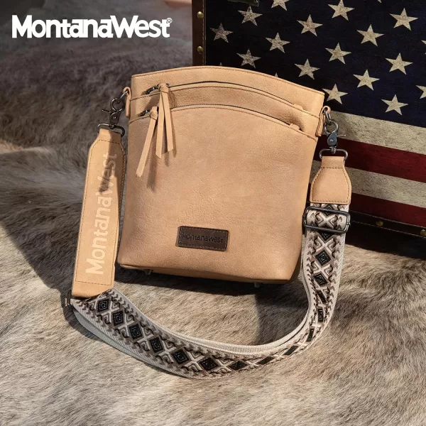 Montana West Crossbody Purses and Handbags for Women, Medium Size Double Compartments with Adjustable Guitar Strap