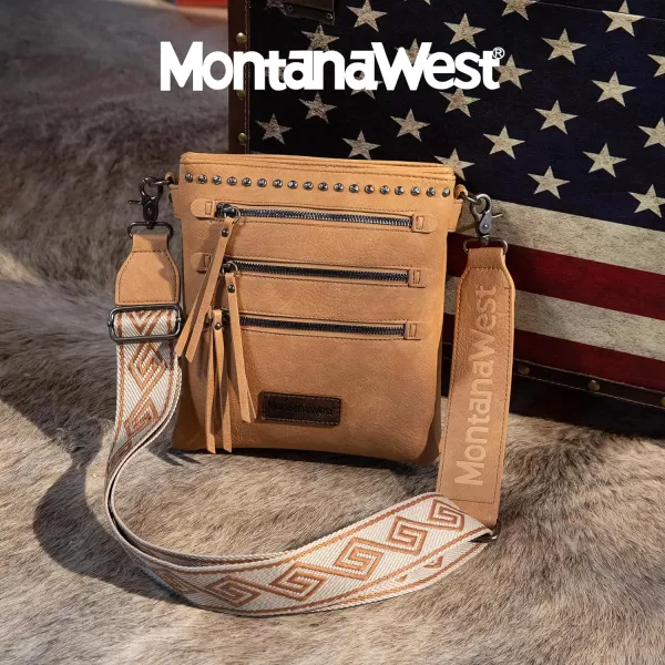 Montana West Crossbody Purses and Handbags for Women, Medium Size Double Compartments with Adjustable Guitar Strap