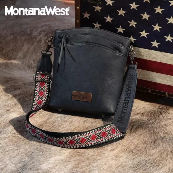 Montana West Crossbody Purses and Handbags for Women, Medium Size Double Compartments with Adjustable Guitar Strap