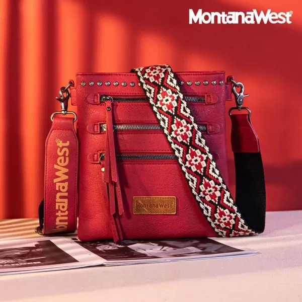 Montana West Crossbody Purses and Handbags for Women, Medium Size Double Compartments with Adjustable Guitar Strap