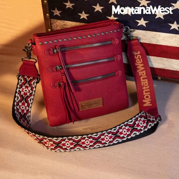 Montana West Crossbody Purses and Handbags for Women, Medium Size Double Compartments with Adjustable Guitar Strap