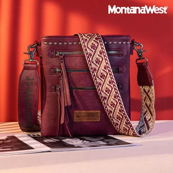 Montana West Crossbody Purses and Handbags for Women, Medium Size Double Compartments with Adjustable Guitar Strap