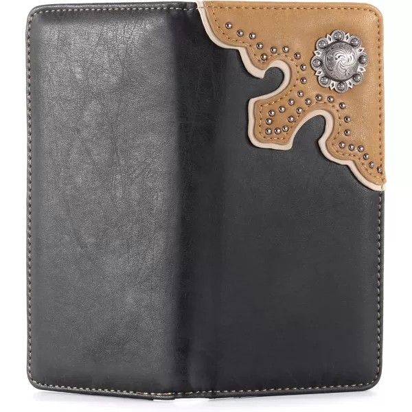 Montana West Men's Wallet Long Bifold Western Wallet Extra Capacity with Multiple Card Slots MW-606BK