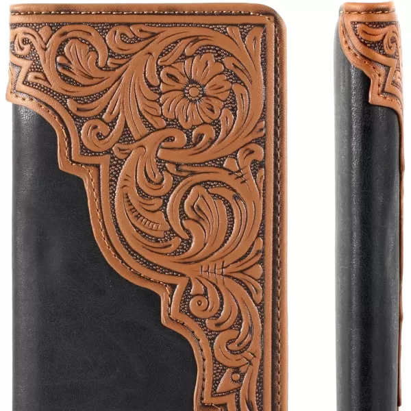 Montana West Men's Wallet Long Bifold Western Wallet Extra Capacity with Multiple Card Slots MW-606BK