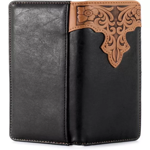 Montana West Men's Wallet Long Bifold Western Wallet Extra Capacity with Multiple Card Slots MW-606BK