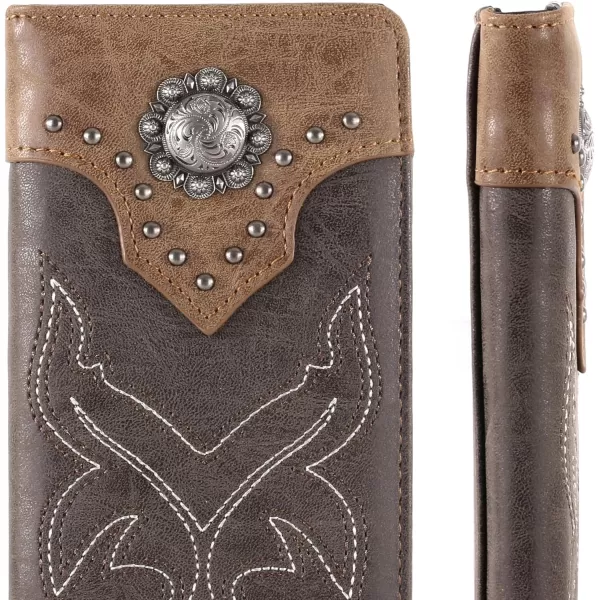 Montana West Men's Wallet Long Bifold Western Wallet Extra Capacity with Multiple Card Slots MW-606BK