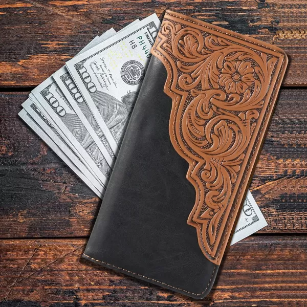 Montana West Men's Wallet Long Bifold Western Wallet Extra Capacity with Multiple Card Slots MW-606BK