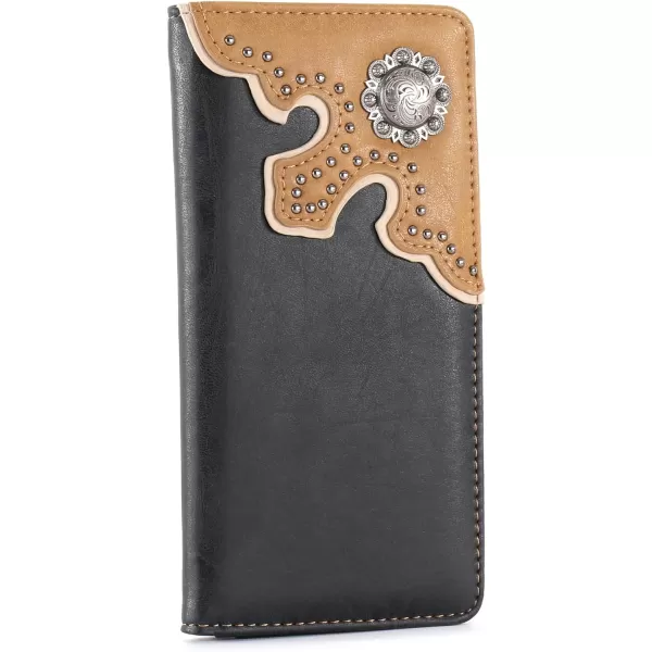 Montana West Men's Wallet Long Bifold Western Wallet Extra Capacity with Multiple Card Slots MW-606BK