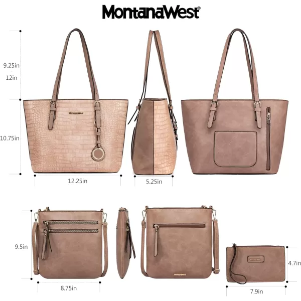 Montana West Tote Bag for Women Large Purse and Handbags Set Embossed Collection Purse 2Pcs Set