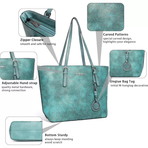 Montana West Tote Bag for Women Large Purse and Handbags Set Embossed Collection Purse 2Pcs Set