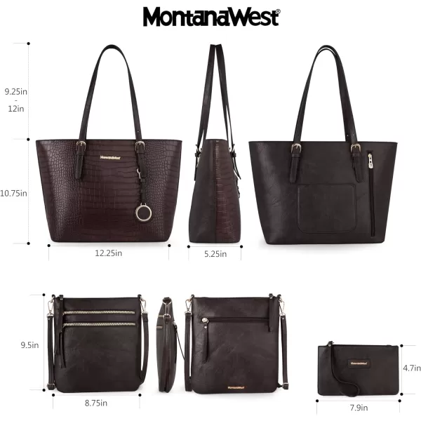 Montana West Tote Bag for Women Large Purse and Handbags Set Embossed Collection Purse 2Pcs Set