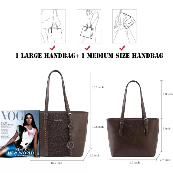 Montana West Tote Bag for Women Large Purse and Handbags Set Embossed Collection Purse 2Pcs Set