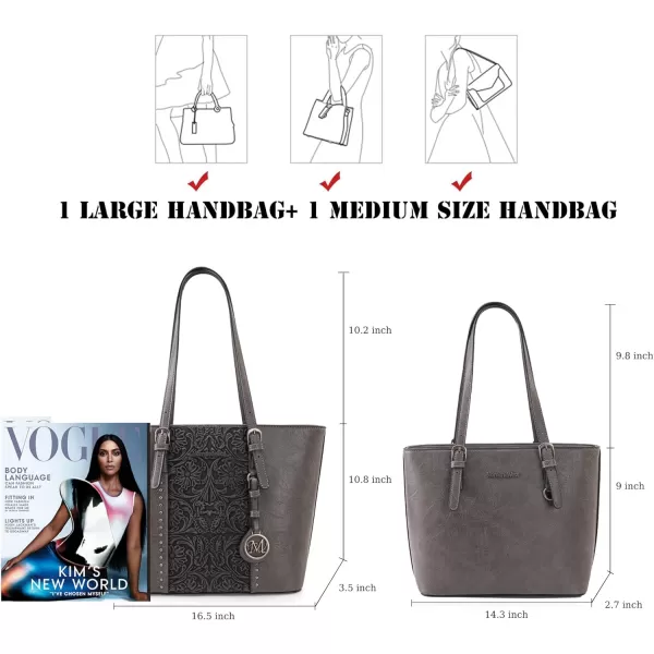 Montana West Tote Bag for Women Large Purse and Handbags Set Embossed Collection Purse 2Pcs Set