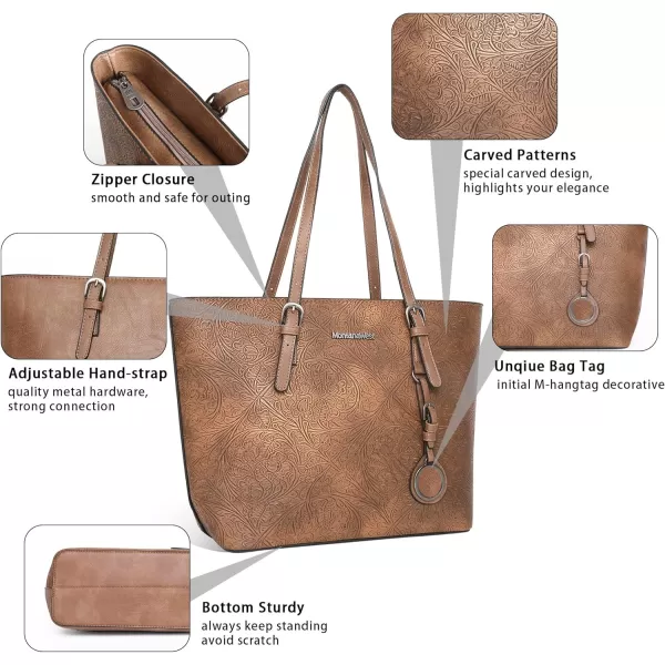 Montana West Tote Bag for Women Large Purse and Handbags Set Embossed Collection Purse 2Pcs Set