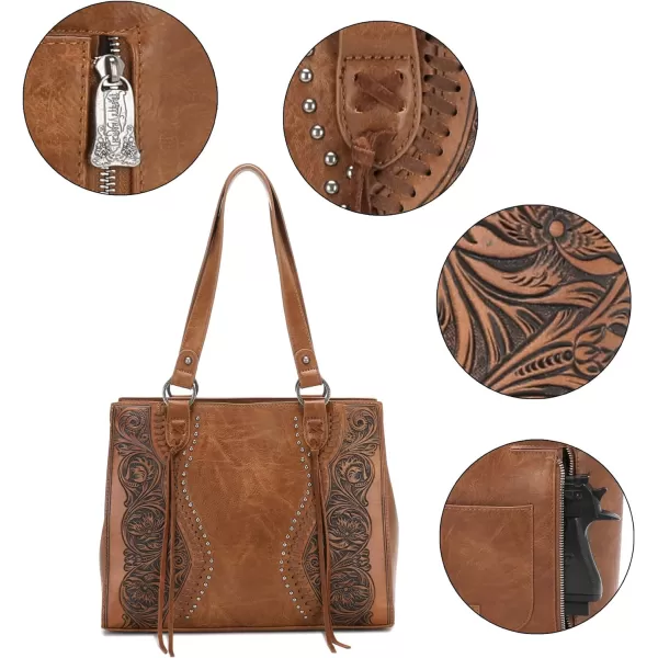 Montana West Western Tote Bag for Women Concealed Carry Shoulder Handbag Tooling Purse