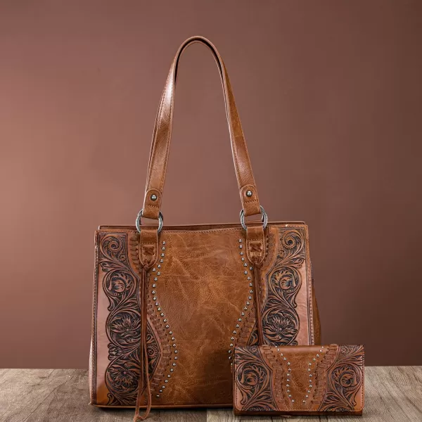 Montana West Western Tote Bag for Women Concealed Carry Shoulder Handbag Tooling Purse