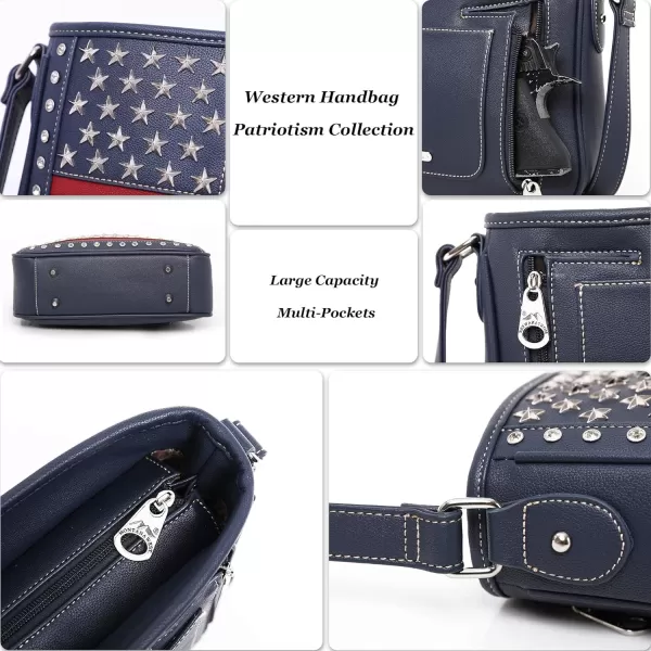 Montana West Women's Patriotic Studded Tote Satchel Handbags American Flag Purse and Crossbody Bag