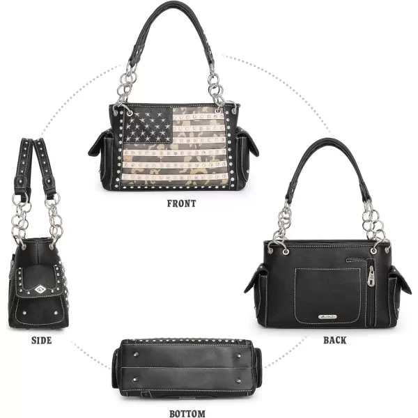 Montana West Women's Patriotic Studded Tote Satchel Handbags American Flag Purse and Crossbody Bag