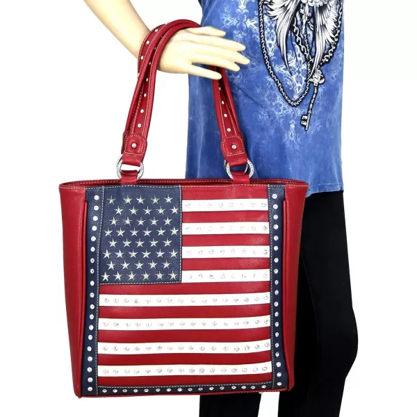 Montana West Women's Patriotic Studded Tote Satchel Handbags American Flag Purse and Crossbody Bag