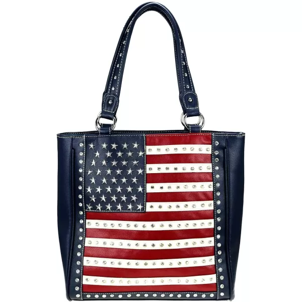 Montana West Women's Patriotic Studded Tote Satchel Handbags American Flag Purse and Crossbody Bag