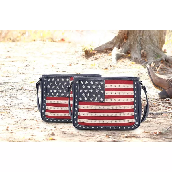 Montana West Women's Patriotic Studded Tote Satchel Handbags American Flag Purse and Crossbody Bag