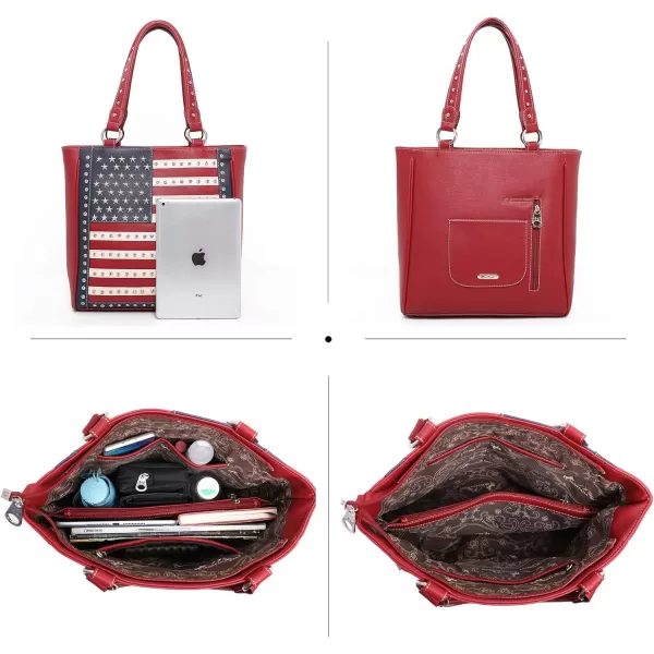 Montana West Women's Patriotic Studded Tote Satchel Handbags American Flag Purse and Crossbody Bag