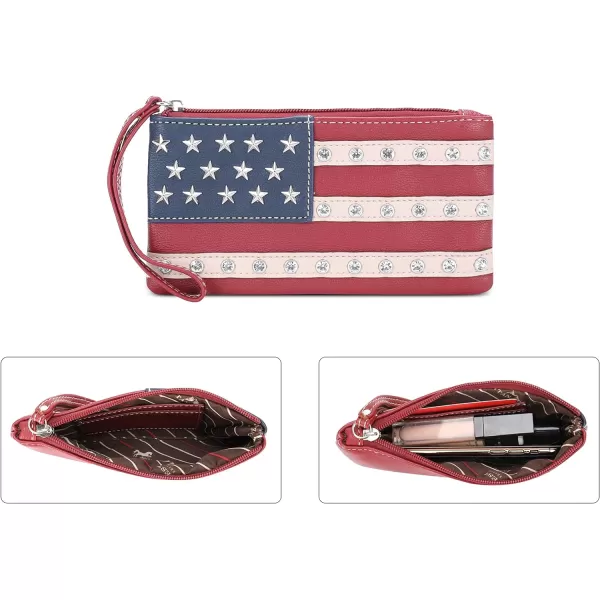 Montana West Women's Patriotic Studded Tote Satchel Handbags American Flag Purse and Crossbody Bag