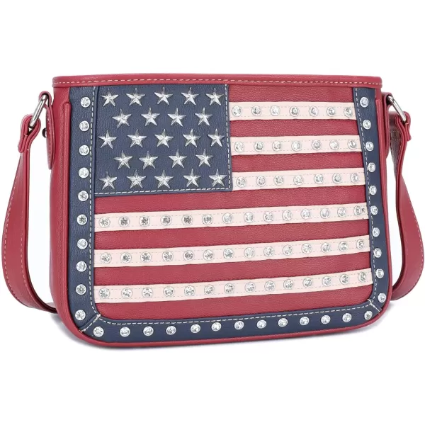 Montana West Women's Patriotic Studded Tote Satchel Handbags American Flag Purse and Crossbody Bag