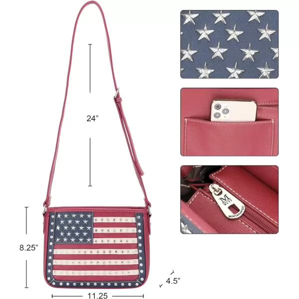 Montana West Women's Patriotic Studded Tote Satchel Handbags American Flag Purse and Crossbody Bag